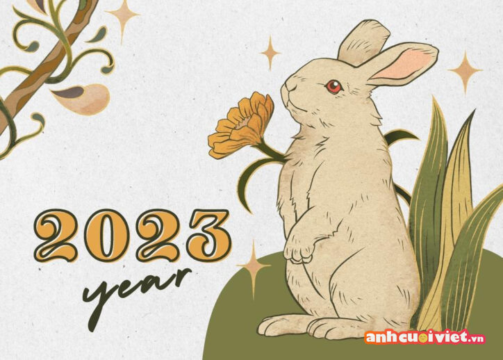 Hình nền thỏ đáng yêu chúc mừng năm mới 2023 sắp đến vô cùng dễ thương