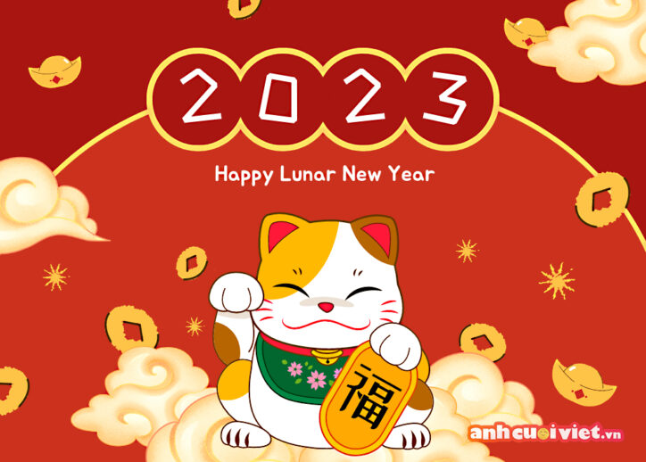 Hình nền chúc mừng năm mới 2023 đáng yêu mèo thần tài sẽ giúp bạn có thêm nhiều may mắn, tài lộc trong công việc