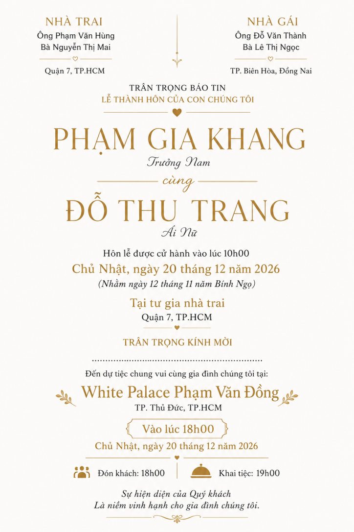 Nội dung thiệp cưới nhà trai